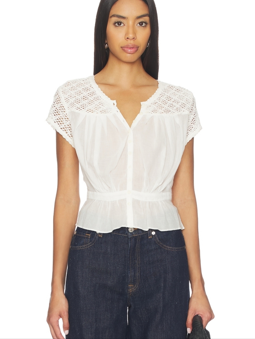 NWT Free People Glimmer Embroidered Top